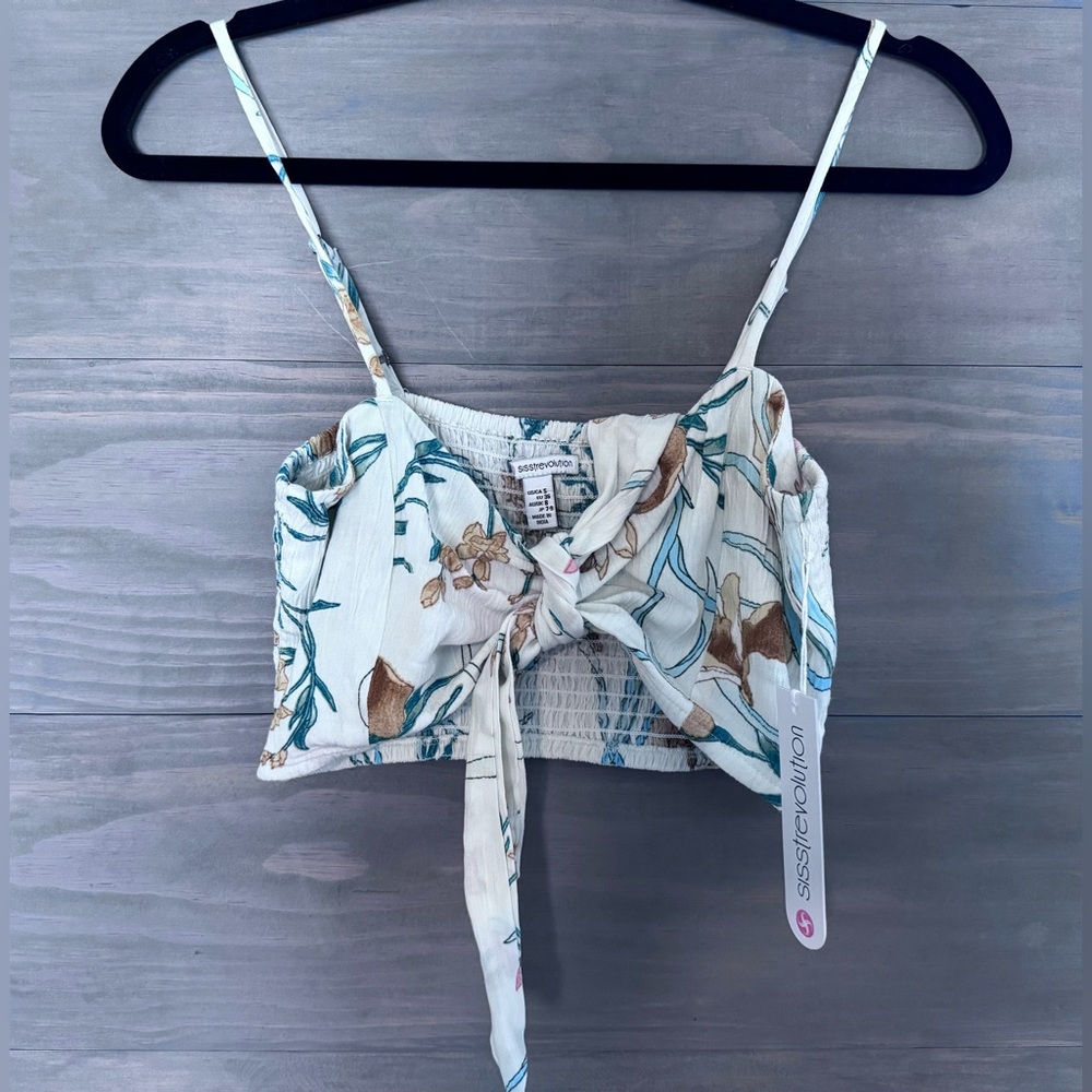 sisstrevolution MORNING BLOSSOM tank top size small‎ crop front tie